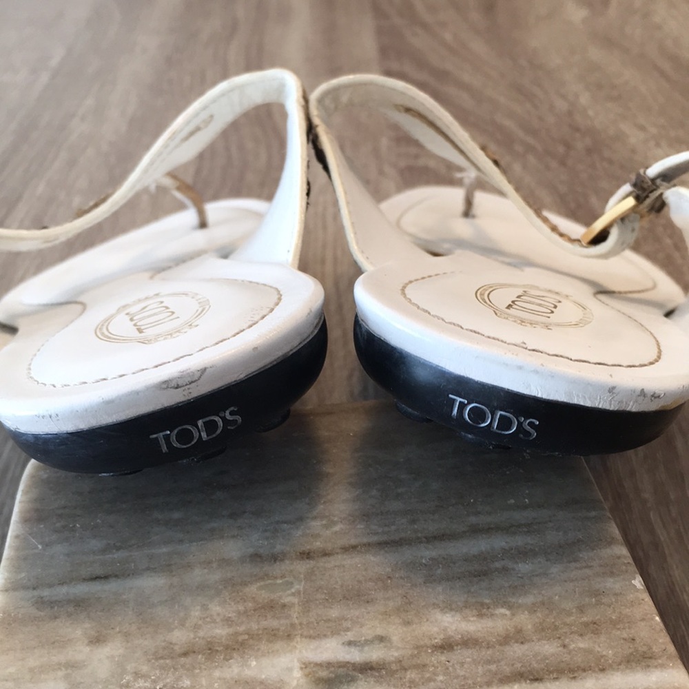 Tod’s Brown Python Leather Flat Sandals - image 5